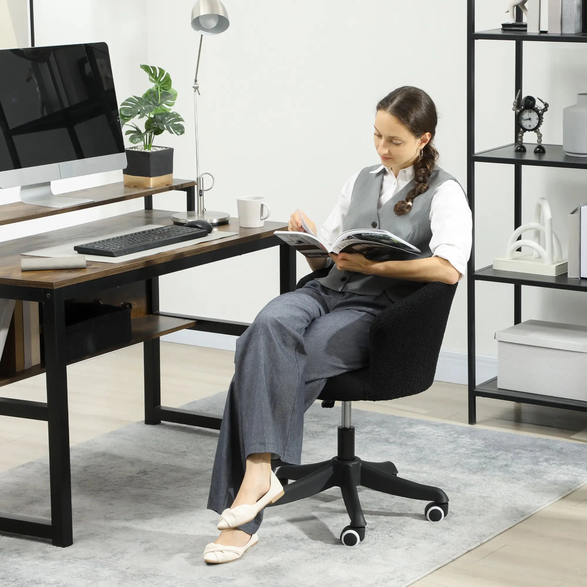 Armless Office Chair, Adjustable Height, Swivel Wheels, Mid Back, Black Task Chairs at Gallery Canada