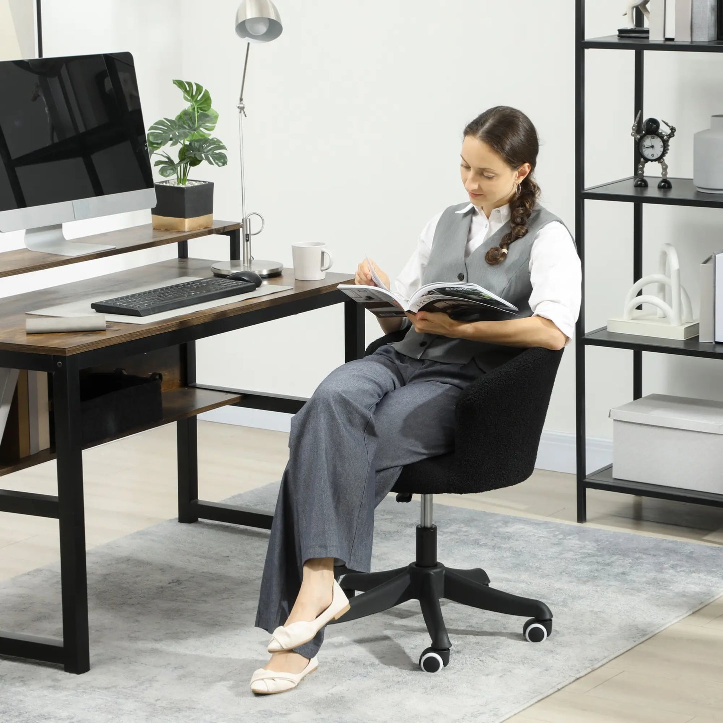 Armless Office Chair, Adjustable Height, Swivel Wheels, Mid Back, Black Task Chairs at Gallery Canada