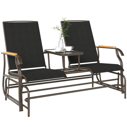 2-Person Outdoor Glider Bench, Steel Frame, Breathable Mesh, Table Outdoor Gliders at Gallery Canada