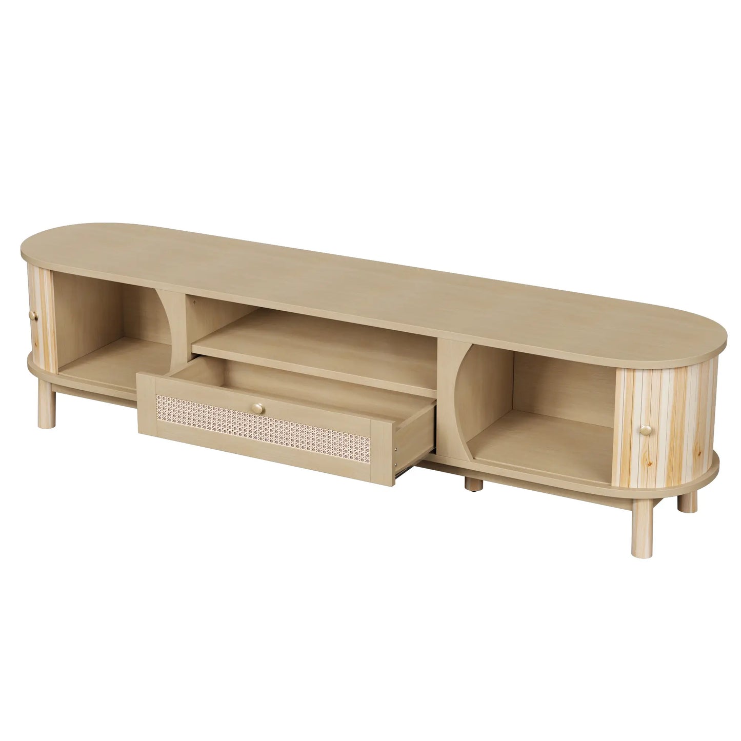 TV Stand, Solid Wood Doors, Drawers, 65" L x 14.5" W x 18" H, Natural TV Stands at Gallery Canada