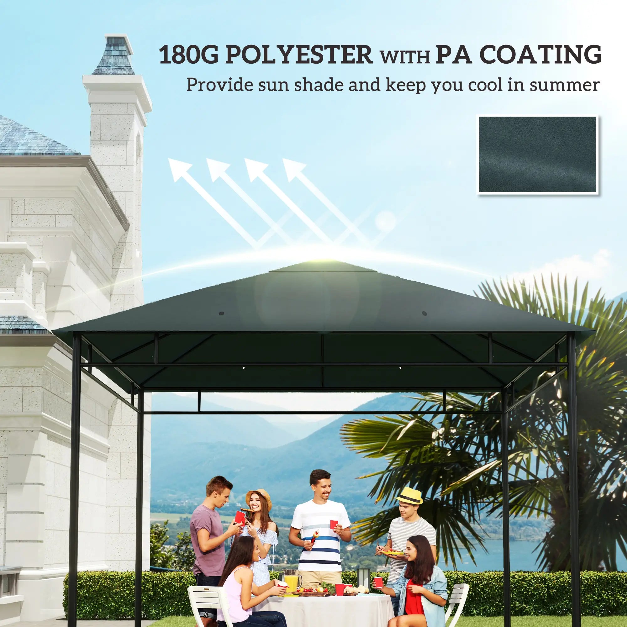 10' X 10' Square Gazebo Canopy Replacement Cover, Green, Charcoal Gazebo Canopy Replacement at Gallery Canada