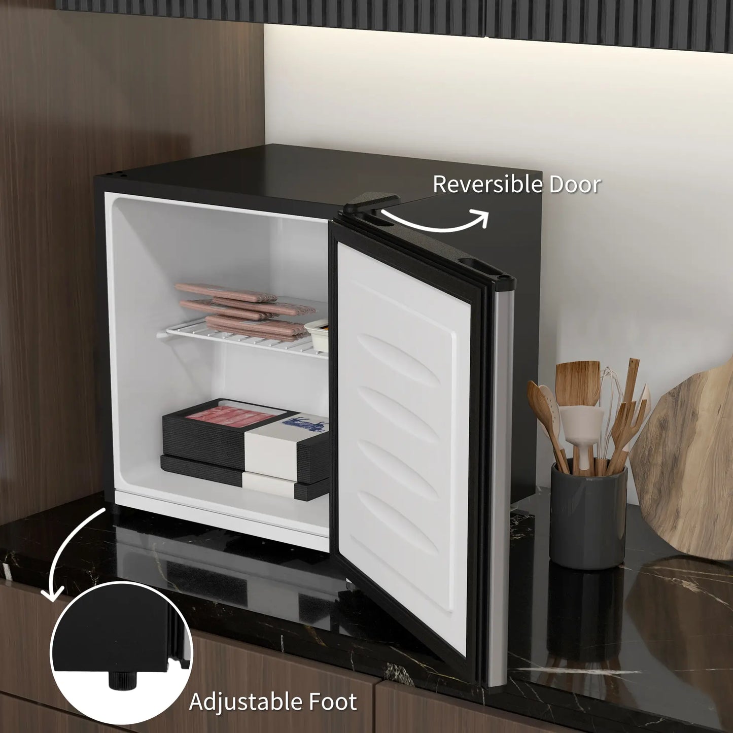 1.1 Cu. Ft. Mini Freezer, Compact Upright, Reversible Door, Removable Shelf, Adjustable Temperature, Silver Small Kitchen Appliances at Gallery Canada
