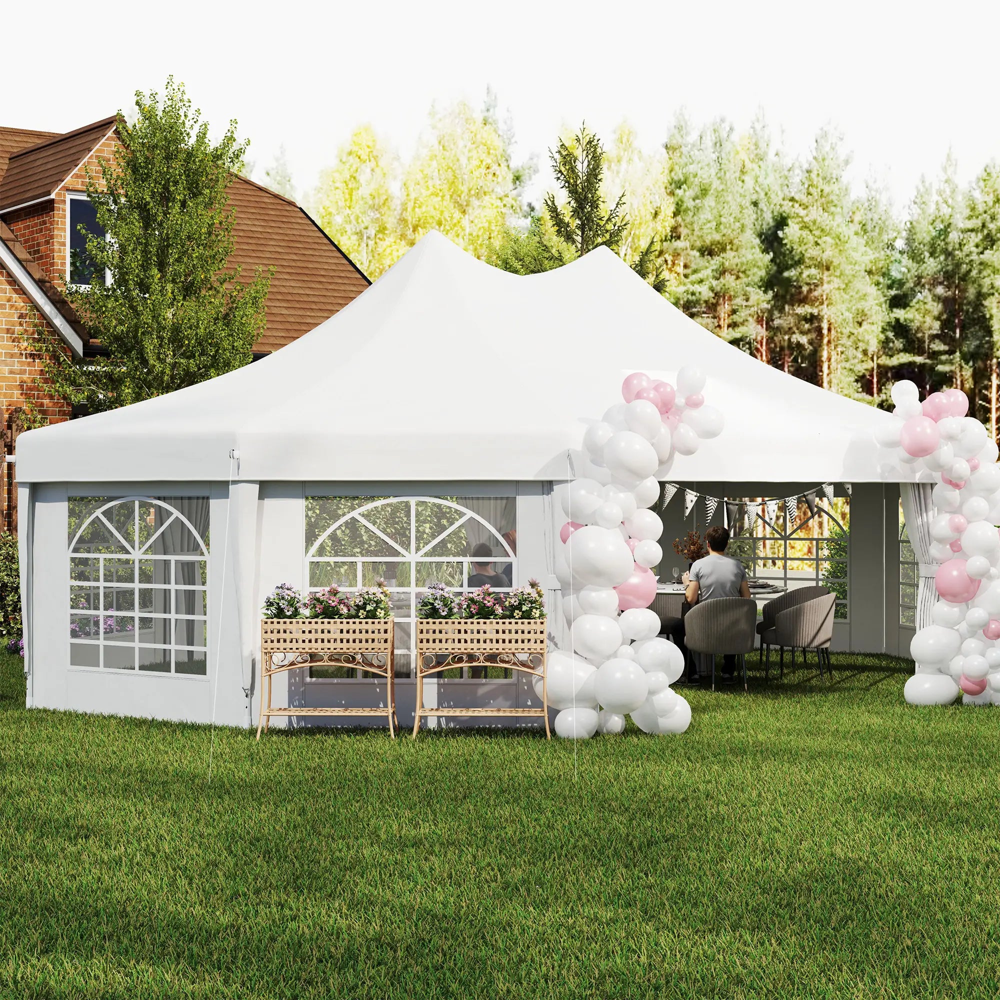 21' x 29' White Wedding Tent, High Peak Decagonal Gazebo With Removable Walls, White Canopy Tents at Gallery Canada