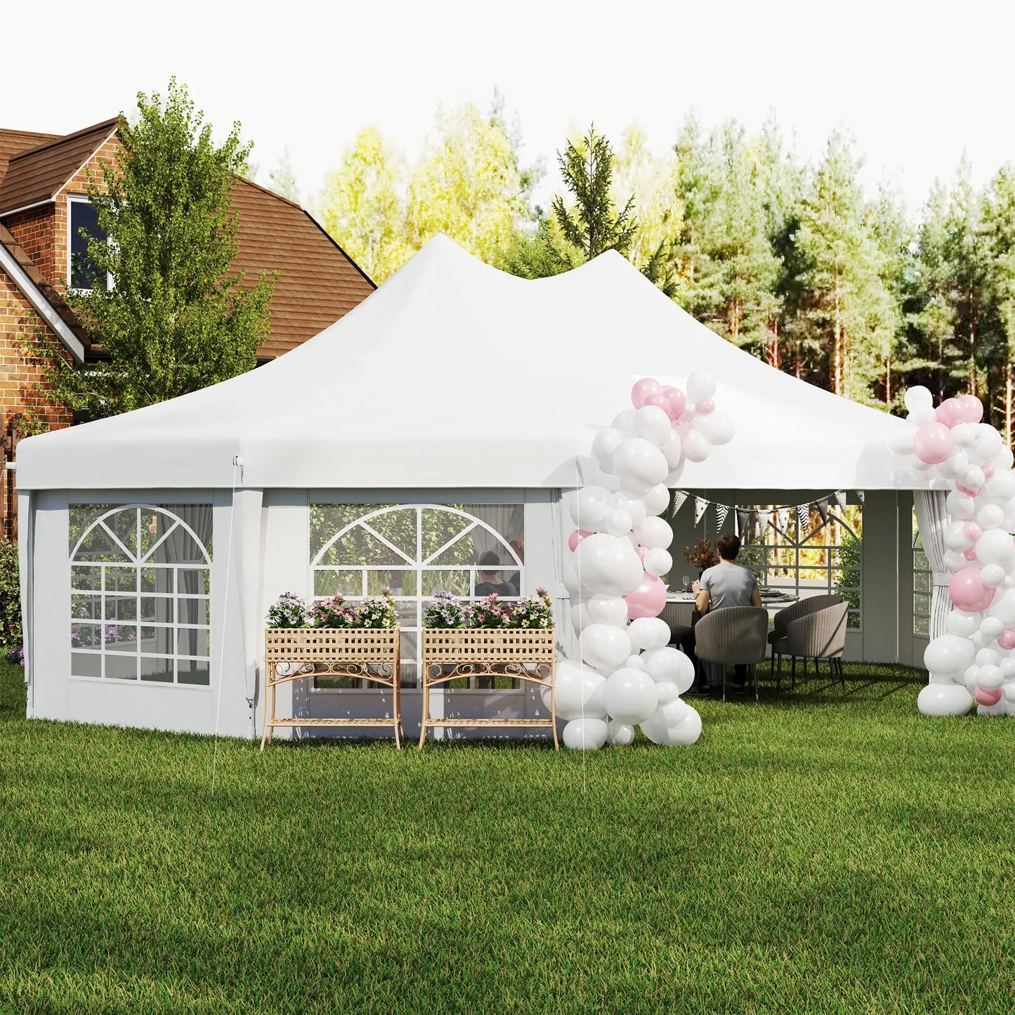 21' x 29' White Wedding Tent, High Peak Decagonal Gazebo With Removable Walls, White Canopy Tents at Gallery Canada