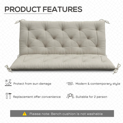 2 Seater Garden Bench Cushion, Thick Outdoor Non-Slip, 47" x 43" x 5", Light Grey Patio Chair Cushions at Gallery Canada