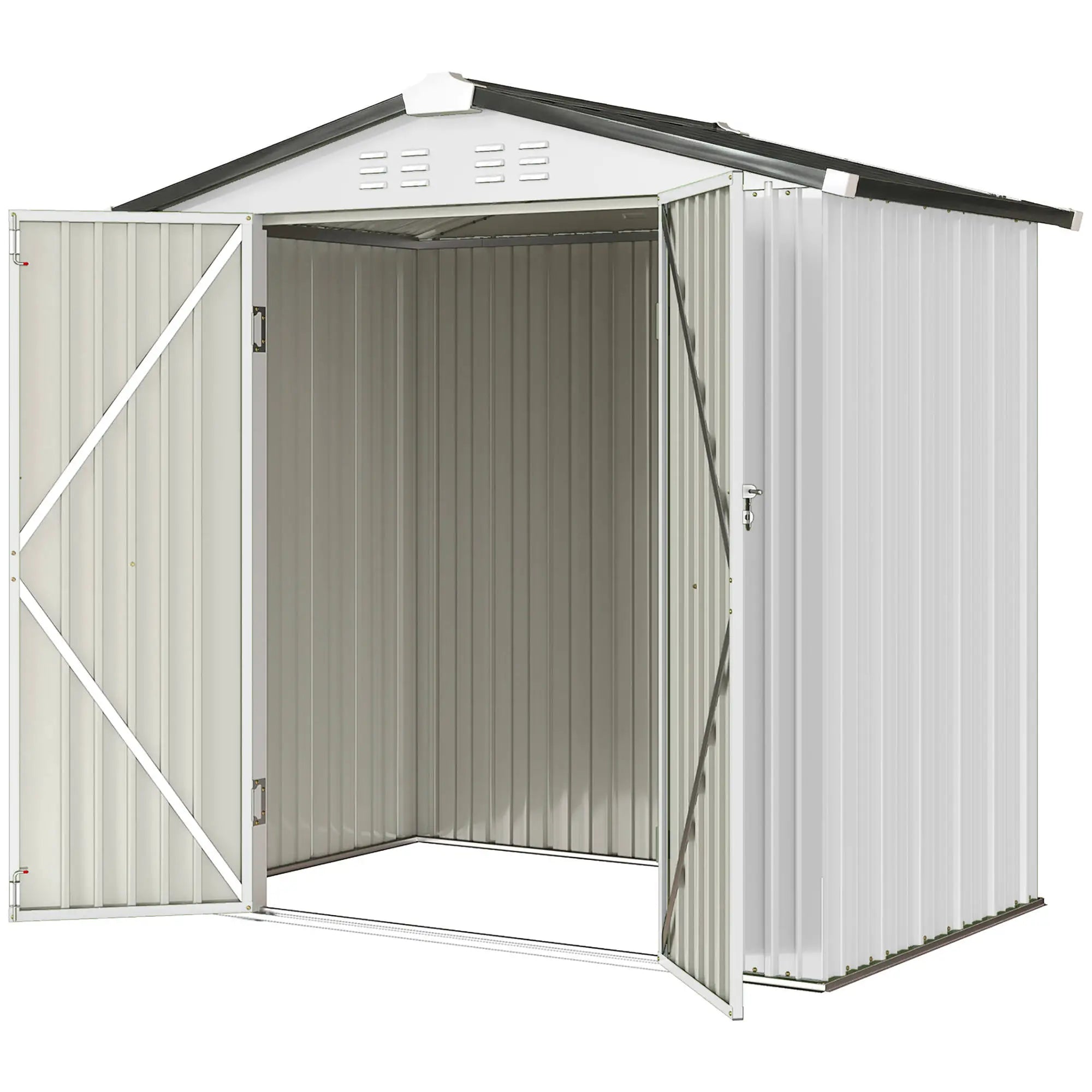 6.5' x 4' Outdoor Storage Shed, Metal Garden Shed, Silver-White Sheds Silver-White at Gallery Canada