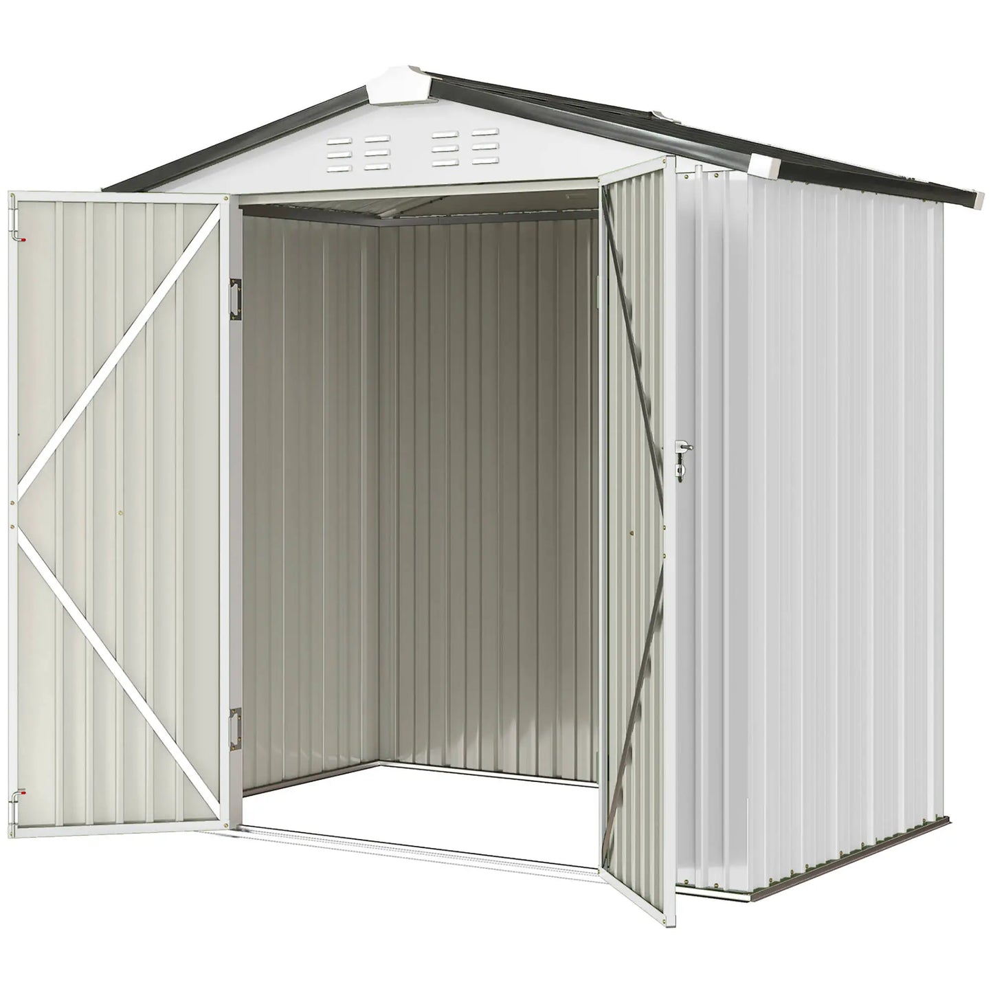 6.5' x 4' Outdoor Storage Shed, Metal Garden Shed, Silver-White Sheds Silver-White at Gallery Canada