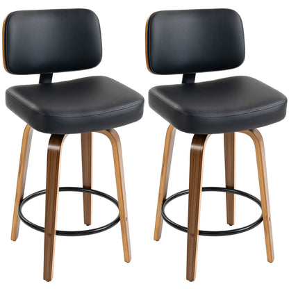 Swivel Bar Stools Set of 2, PU Leather, Black Bar Stools at Gallery Canada