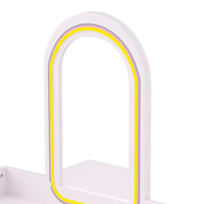 Kids Vanity Set with Stool, LED Mirror, Pink Kids Bedroom Furniture at Gallery Canada