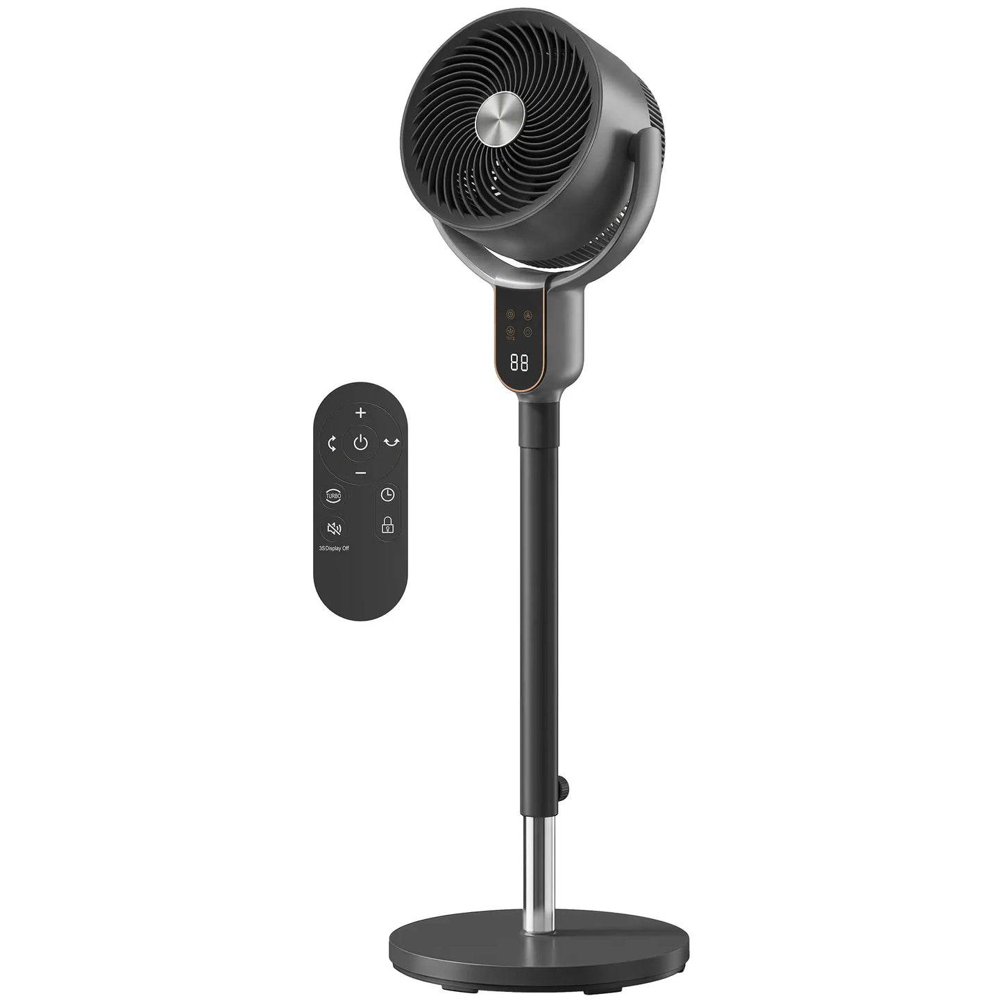 20dB Standing Fan for Bedroom, 70°+90° Auto Oscillating Fan with 8 Speeds, Remote Control, 12H Timer, Adjustable Height Stand Fans at Gallery Canada