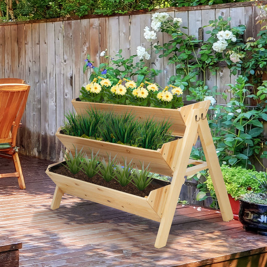 47'' 3-Tiers Raised Garden Bed Raised Planter Boxes Wooden Plant Stand with Side Hooks &; Storage Clapboard, Great for Flowers Herbs Vegetables - Gallery Canada