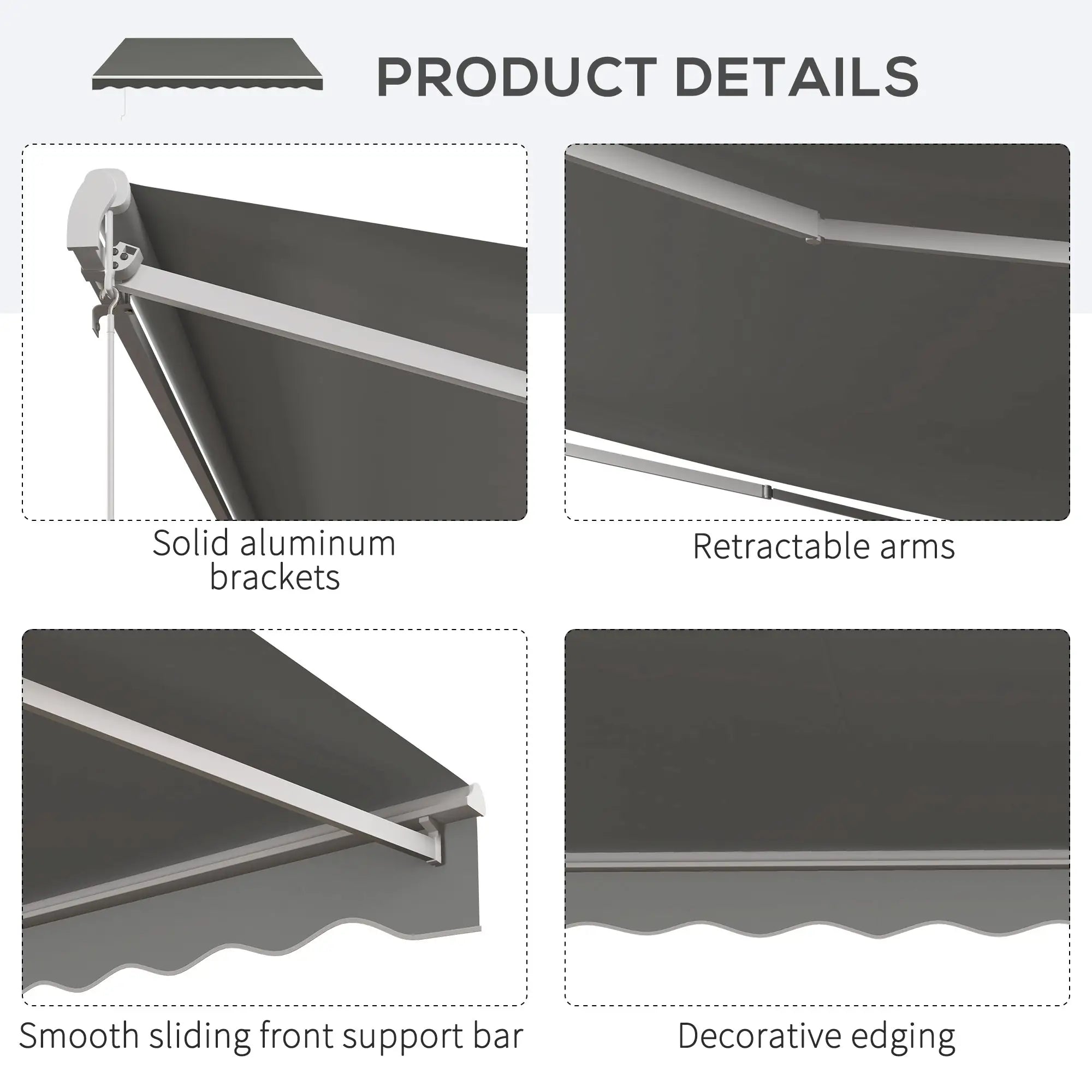 13' x 10' Electric Retractable Awning, Remote Controller, Light Grey Deck Awnings at Gallery Canada