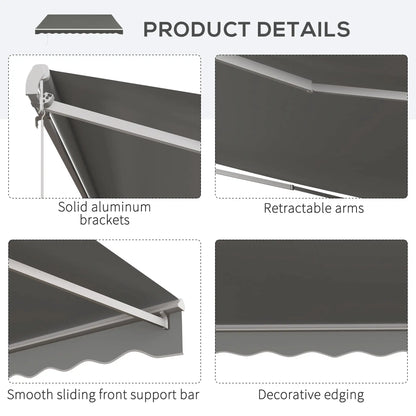 13' x 10' Electric Retractable Awning, Remote Controller, Light Grey Deck Awnings at Gallery Canada