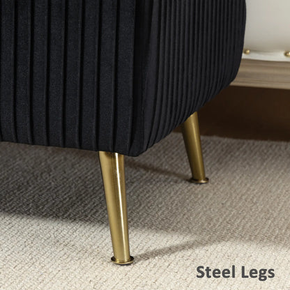 43 Inch Storage Ottoman Bench, Steel Legs, Padded Seat, Black Storage Ottomans & Benches at Gallery Canada