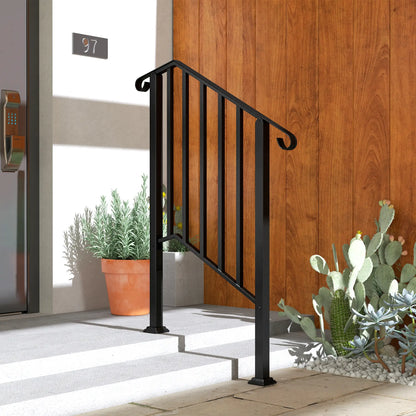 2-3 Step Handrails, Metal Outdoor Stair Railing, Black Garden Decor at Gallery Canada