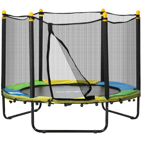 4.6FT Kids Trampoline with Enclosure Net, Indoor Outdoor, Black