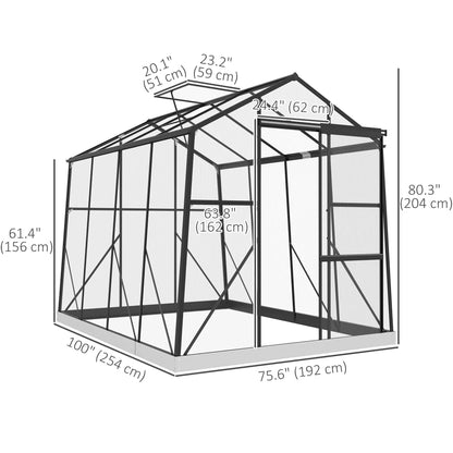 6' x 8' Polycarbonate Greenhouse, Aluminum, Sliding Door, 5-Level Roof Vent Walk In Greenhouses at Gallery Canada