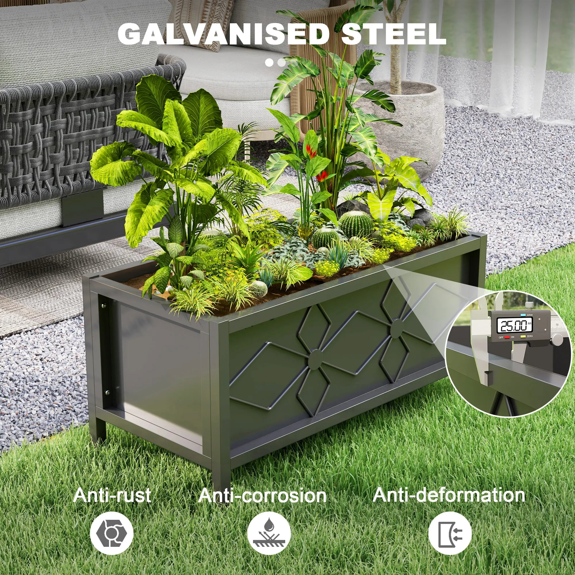 Galvanized Raised Garden Bed, Metal Flower Bed, Outdoor Planter Box for Herbs Raised Garden Beds at Gallery Canada