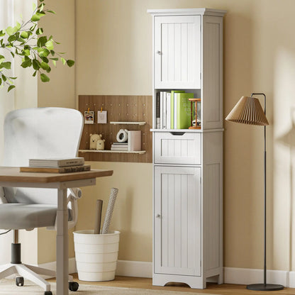 67" Tall Narrow Bathroom Storage Cabinet, LED Light, Adjustable Shelf, Drawer Freestanding Bathroom Cabinets at Gallery Canada