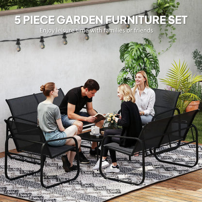 4 Piece Patio Furniture Set, 2 Loveseats, 2 Armchairs, Glass Table, Black Patio Furniture Sets at Gallery Canada