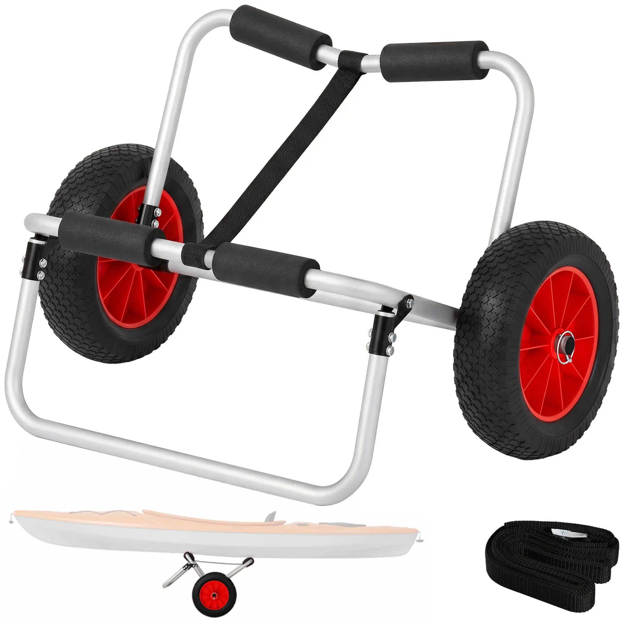 198LBS Kayak Cart, Foldable Canoe Dolly, Aluminum Frame, Silver Kayak Carts at Gallery Canada