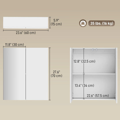 Wall Mounted Mirror Cabinet, Bathroom Medicine, 2 Doors, Adjustable Shelf Mirror Medicine Cabinets at Gallery Canada