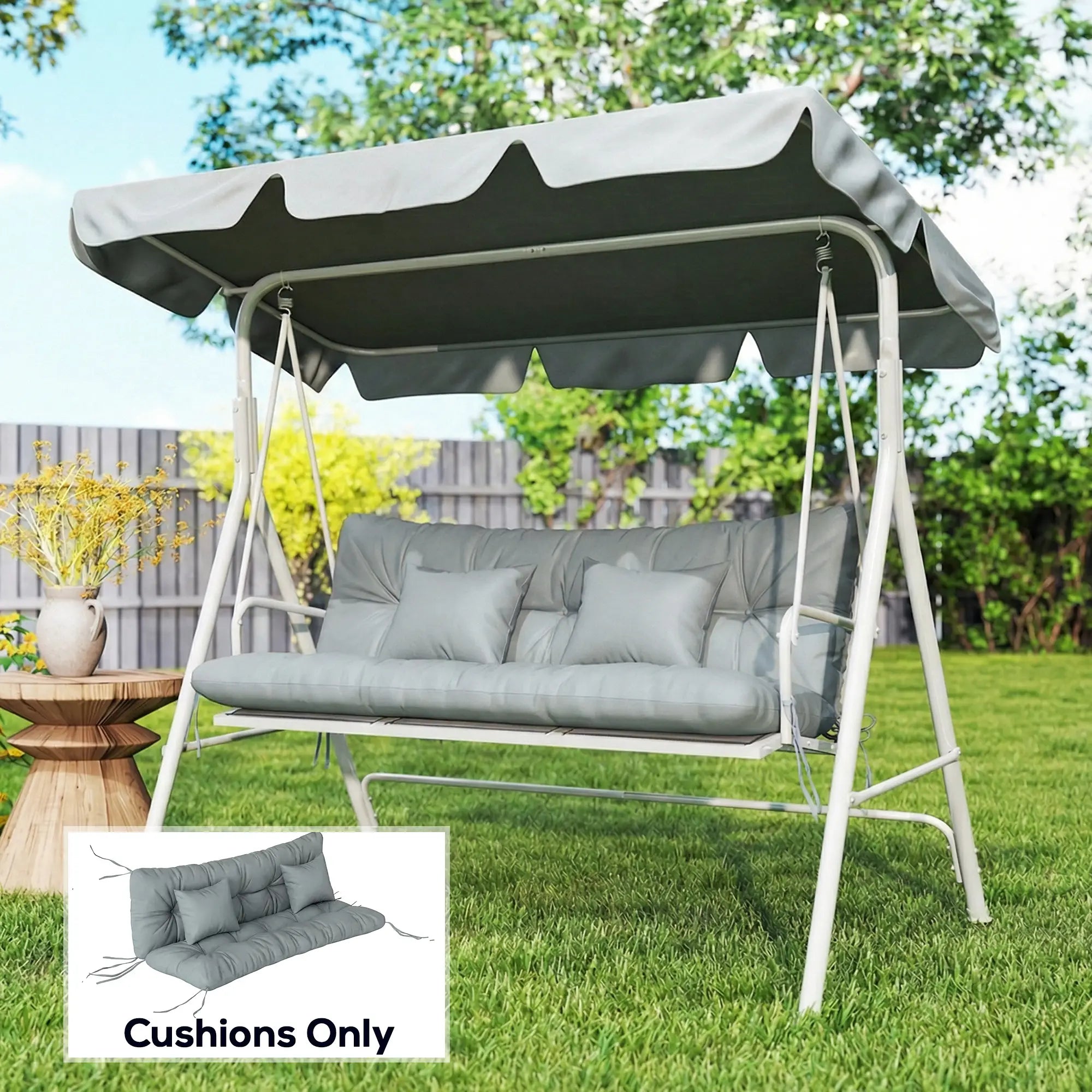 4-Piece Patio Chair Cushion Set, With Ties, Light Grey Patio Chair Cushions at Gallery Canada