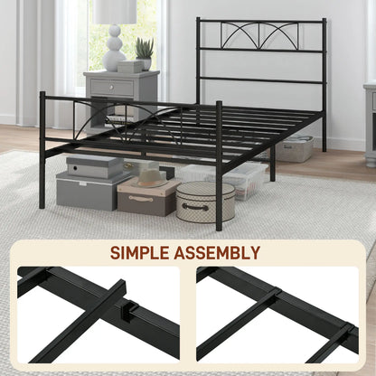 Metal Twin Bed Frame with Headboard, Steel Slat Support, Underbed Storage Bed Frames at Gallery Canada