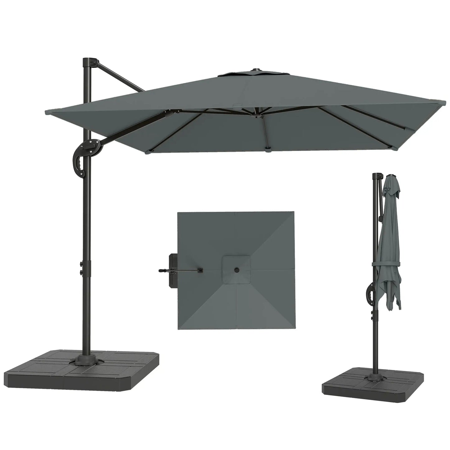 8' x 8' Offset Cantilever Patio Umbrella, UPF50+, 360° Rotation, Dark Grey Offset Cantilever Umbrellas Dark Grey at Gallery Canada