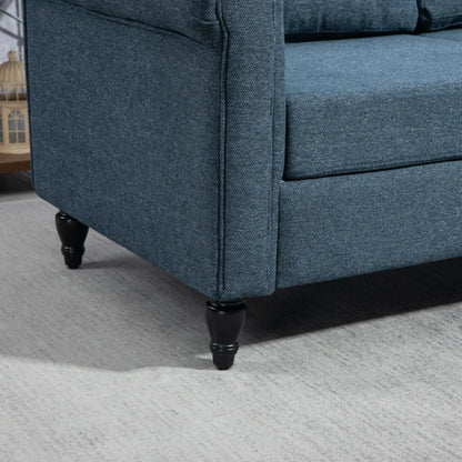 Vintage Loveseat, Fabric 2 Seater Sofa, Rolled Arms, Rubber Wood Legs, Dark Blue 2-Seater Sofas at Gallery Canada