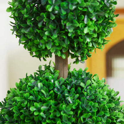 Artificial Boxwood Topiary Tree Set Of 2, Faux Plant In Pot, Green Artificial Trees at Gallery Canada