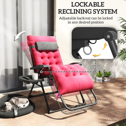 Padded Zero Gravity Chair, Folding Recliner, Patio Lounger with Cup Holder, Red Lounger Chairs at Gallery Canada