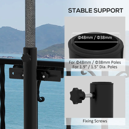 Patio Umbrella Holder Stand, Deck Railing Mount Bracket, Adjustable Clamps, Black Umbrella Bases at Gallery Canada