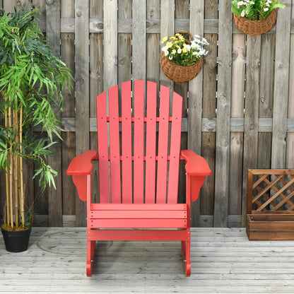 Wooden Adirondack Rocking Chair, Slatted Design, Fanned Back, Rustic, Red Outdoor Rocking Chairs at Gallery Canada