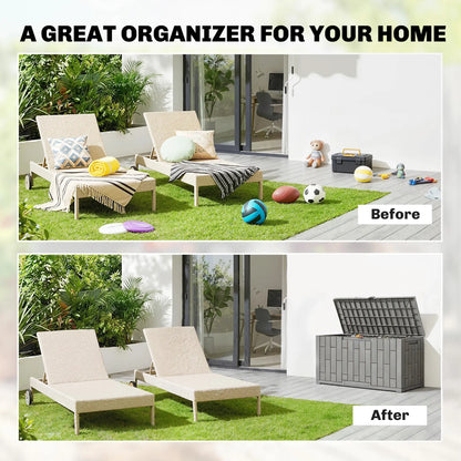 60 Gallon Resin Deck Box, Lockable Outdoor Storage, Splash And UV Resistant Patio Storage Boxes at Gallery Canada