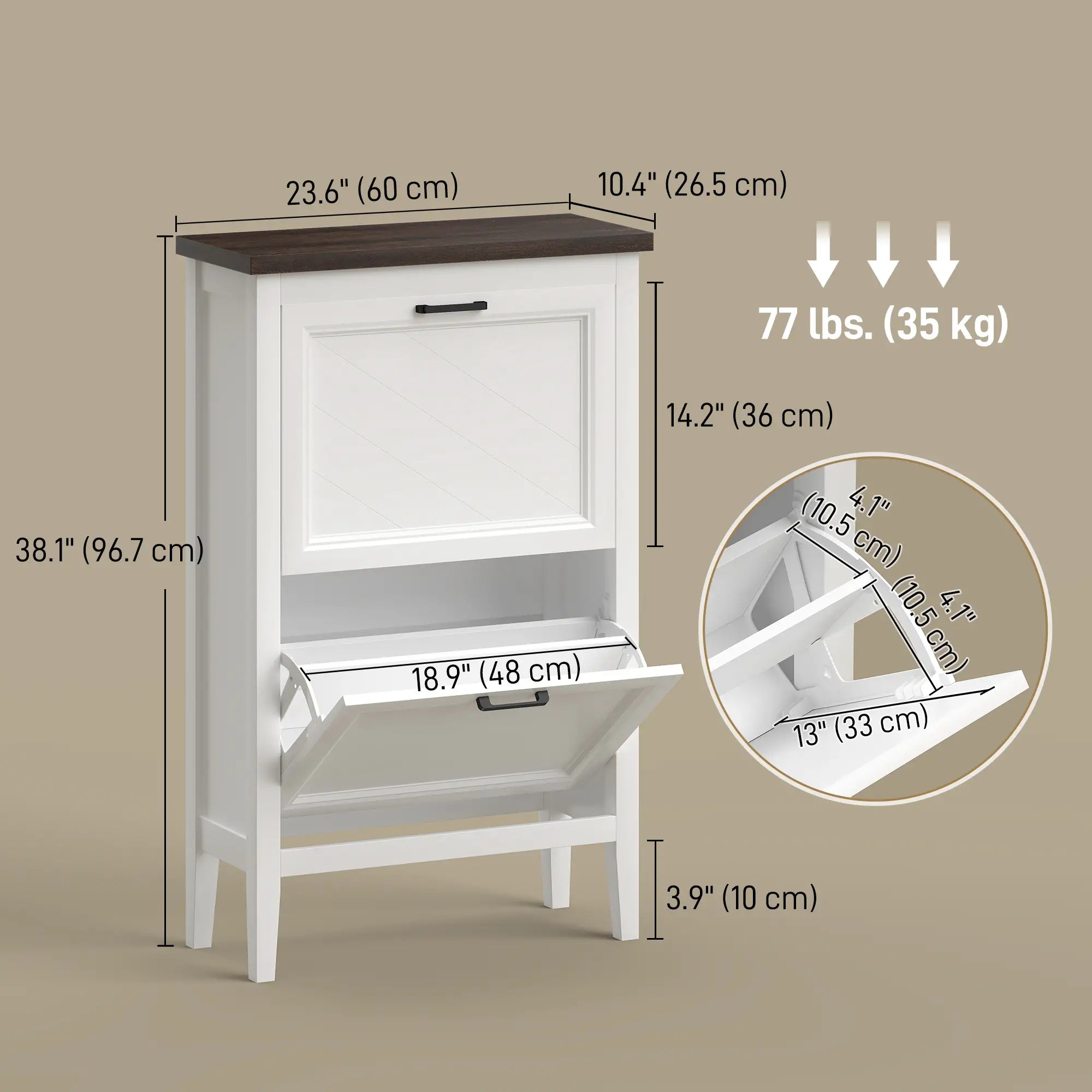 Shoe Cabinet with 2 Flip Drawers, Farmhouse Narrow Shoe Storage Cabinet with Adjustable Shelves, White Shoe Storage Cabinets & Racks at Gallery Canada