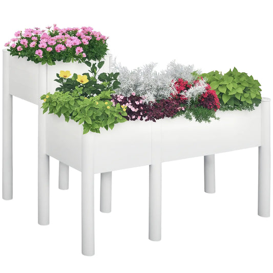 46'' x 34'' x 33'' Elevated Planter Box, DIY Wooden Raised Garden Bed with Liner Elevated Garden Beds White at Gallery Canada