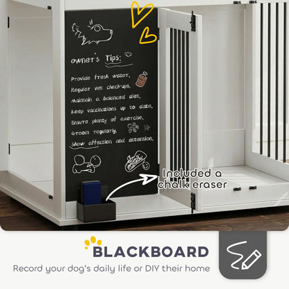 39" Dog Crate Furniture, Side End Table, Large Dogs, Blackboard, 3 Doors, White Houses, Kennels & Pens at Gallery Canada