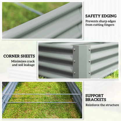 8 x 4 x 1ft Galvanized Raised Garden Bed, Reinforced Outdoor Planter Box, Silver Raised Garden Beds at Gallery Canada
