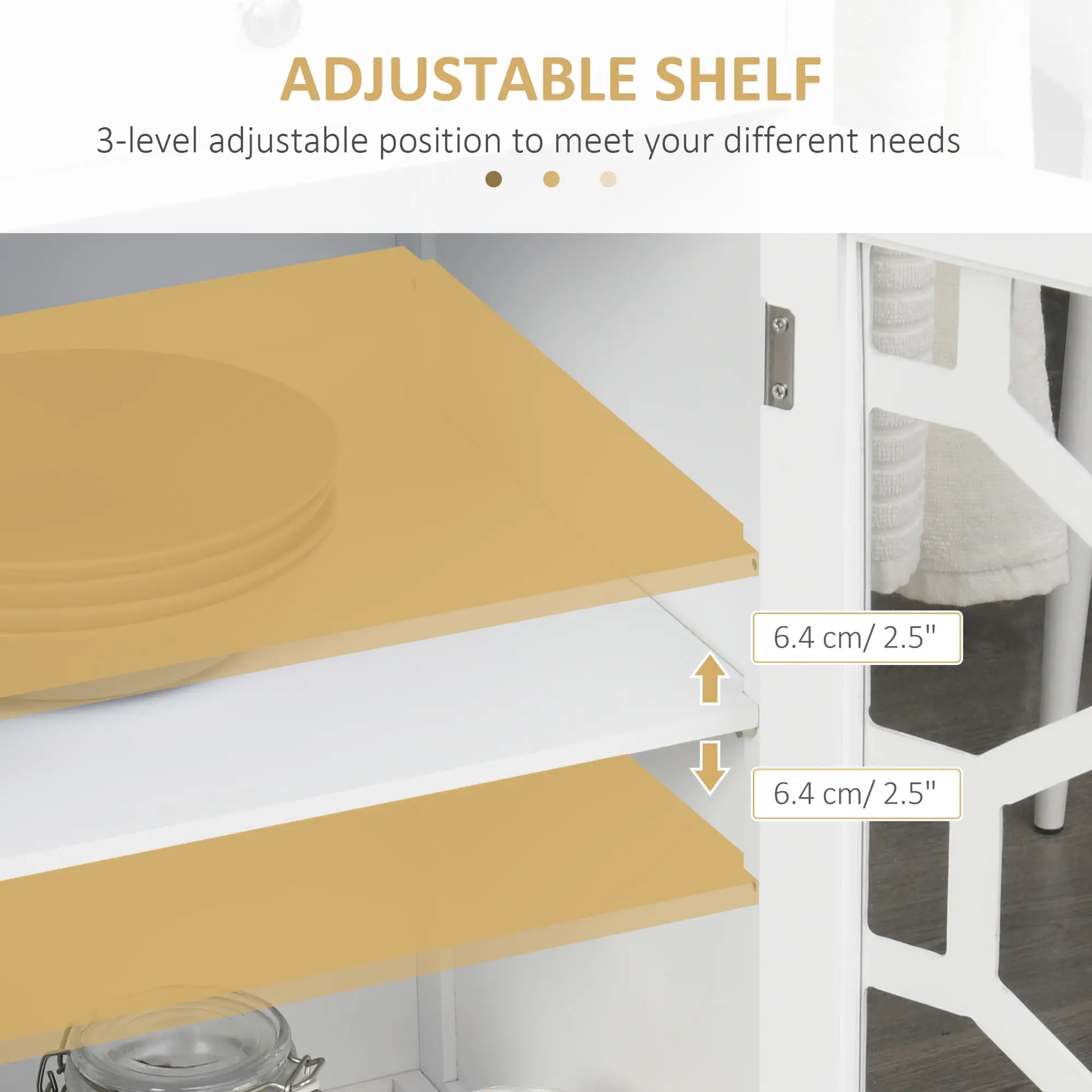 Kitchen Cart on Wheels, Adjustable Shelf, Towel Rack, White Kitchen Islands & Kitchen Carts at Gallery Canada