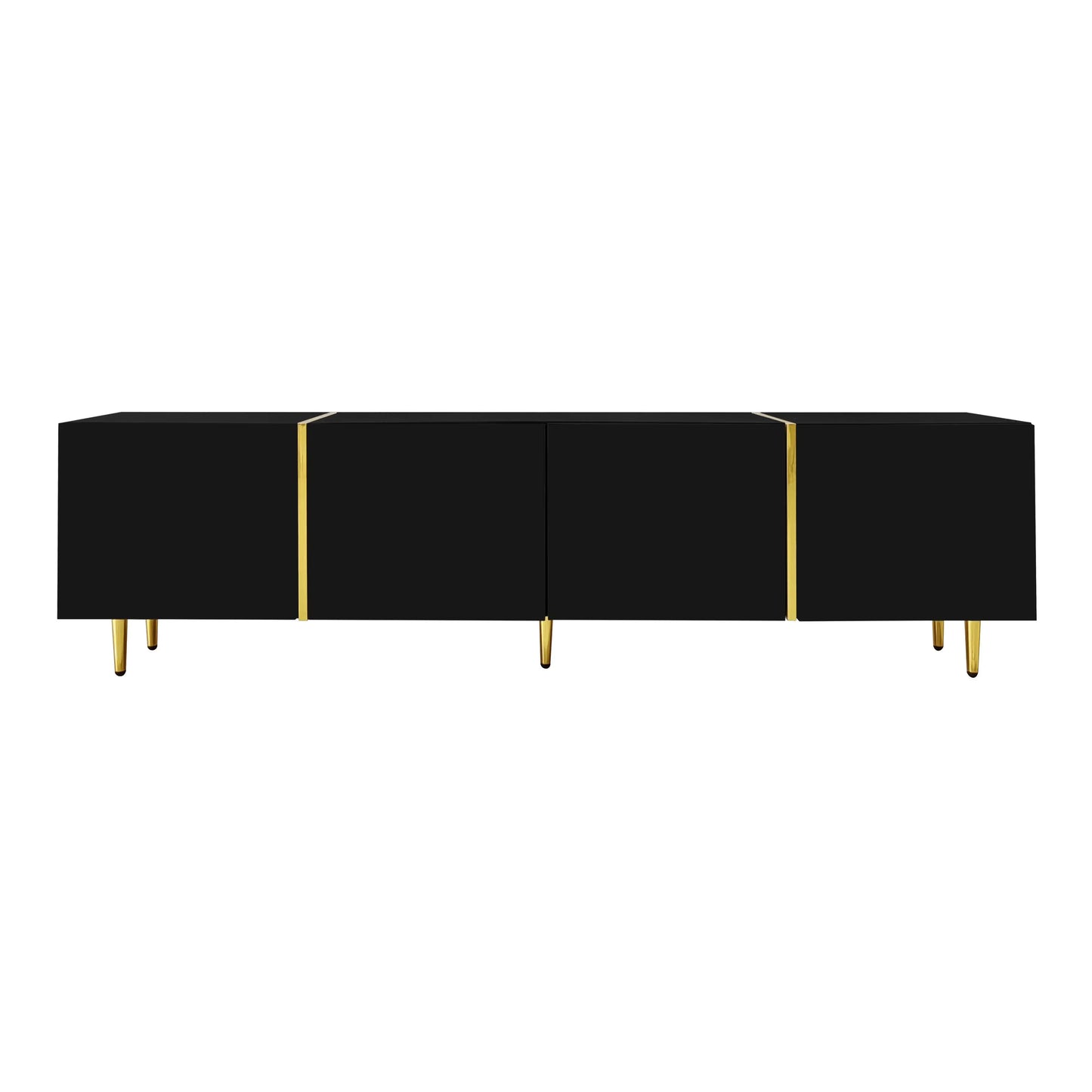 Modern TV Stand, 4 Doors, Soft-Close Hinges, 67" L x 13.5" W x 18" H, Black TV Stands Black at Gallery Canada