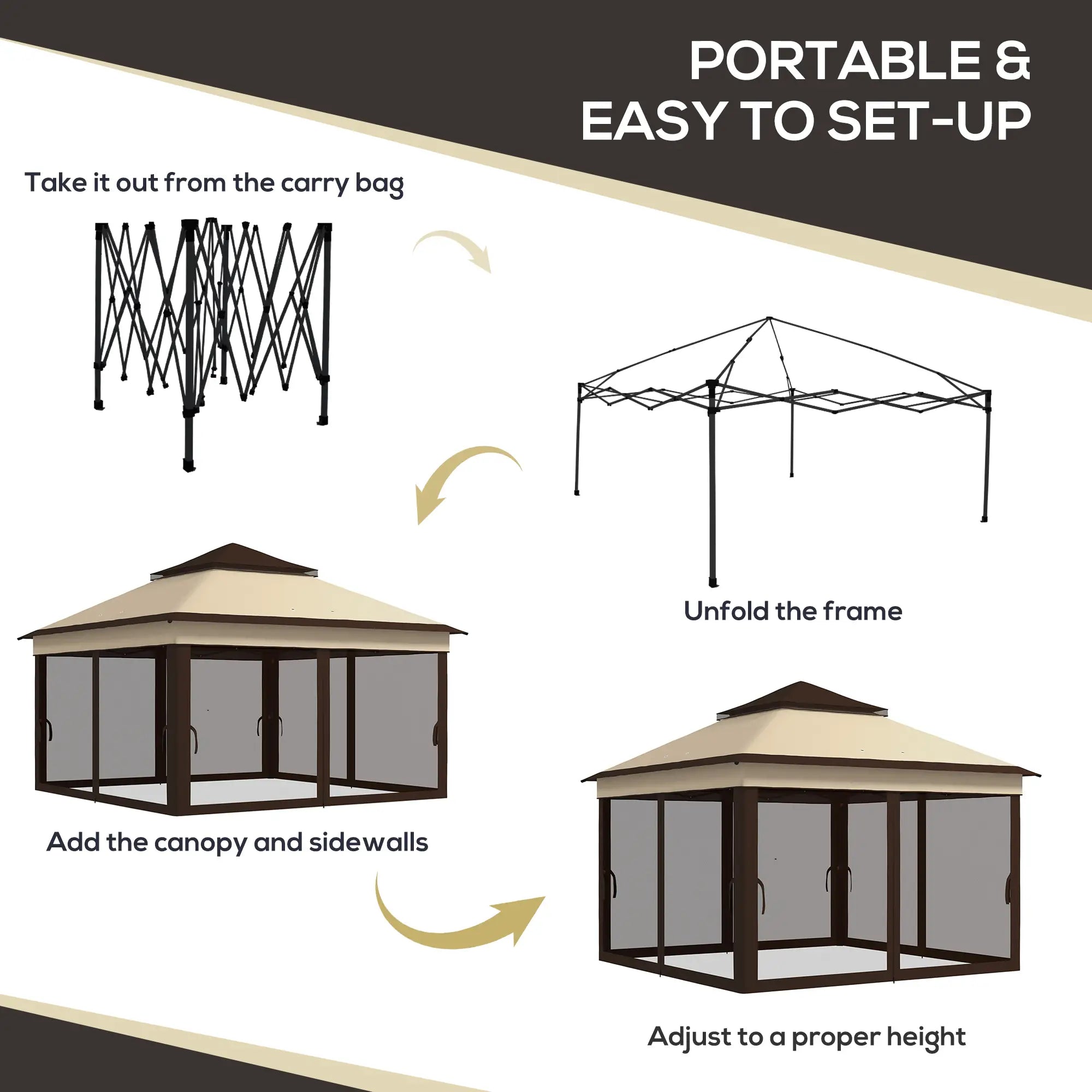 10.7 x 10.7ft Pop Up Gazebo, UV30+ Roof, Removable Mesh Curtains, Beige Pop Up Canopies at Gallery Canada