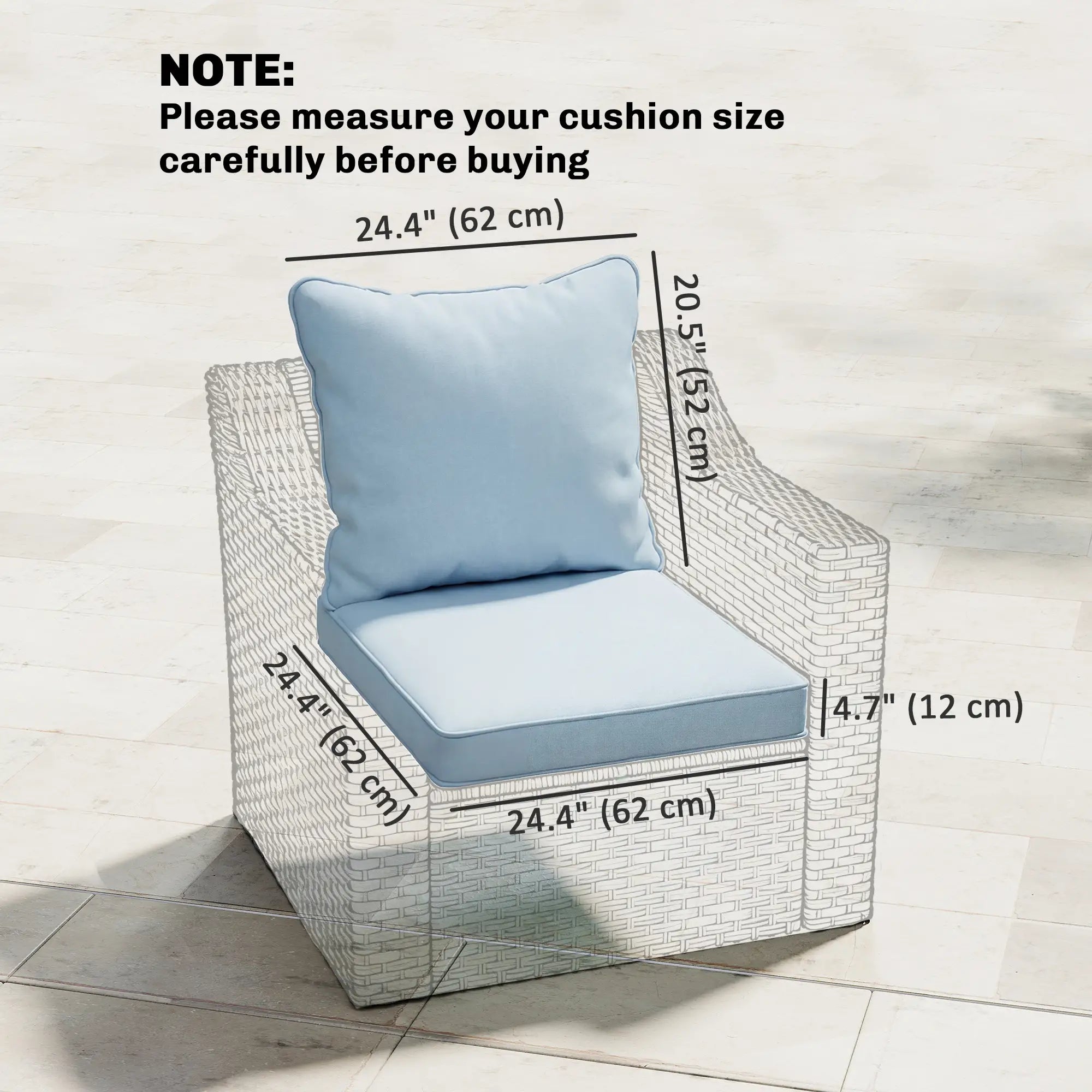 Patio Chair Cushions Set, Replacement Set of 2, Light Blue Patio Chair Cushions at Gallery Canada