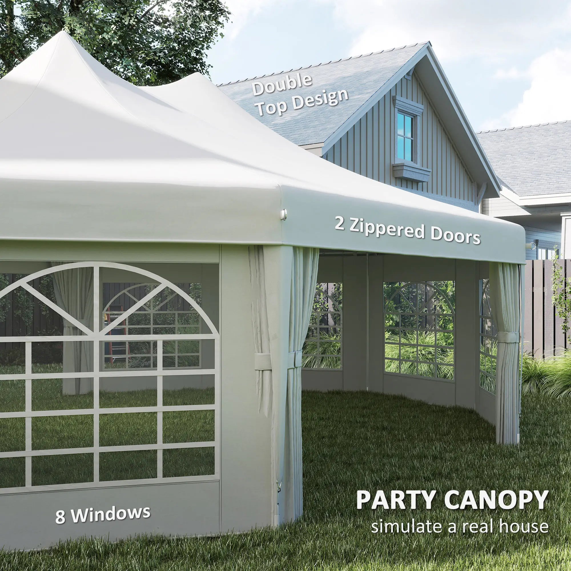 21' x 29' White Wedding Tent, High Peak Decagonal Gazebo With Removable Walls, White Canopy Tents at Gallery Canada