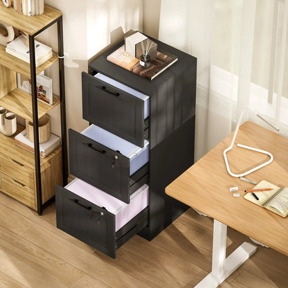 3 Drawer Filing Cabinet with Lock, Adjustable Hanging Bars, Black Office Cabinets & Cupboards at Gallery Canada