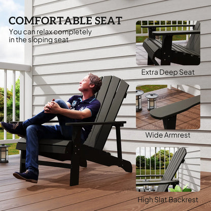 Wood Adirondack Chair, Outdoor Patio Chair, Slatted Design, Black Patio Chairs at Gallery Canada