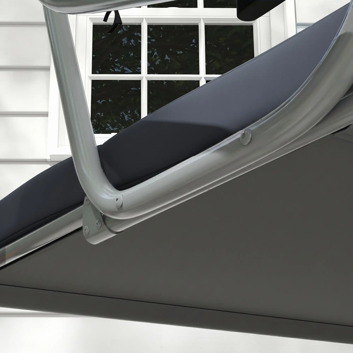 3-Seat Outdoor Swing Canopy Chair, Adjustable Shade, Cushions, Cup Holder, Dark Grey Patio Swings with Stand at Gallery Canada