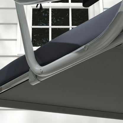 3-Seat Outdoor Swing Canopy Chair, Adjustable Shade, Cushions, Cup Holder, Dark Grey Patio Swings with Stand at Gallery Canada