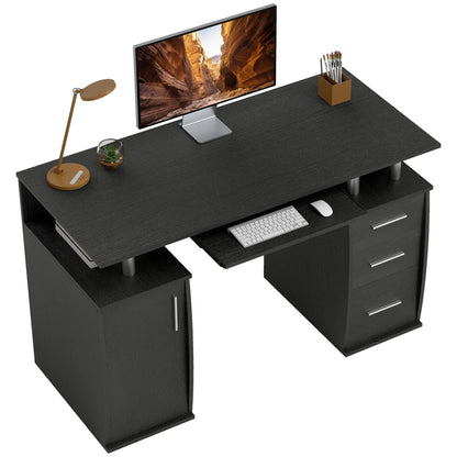 47" Computer Desk with Keyboard Tray, Storage Drawers, Black Computer Desks at Gallery Canada