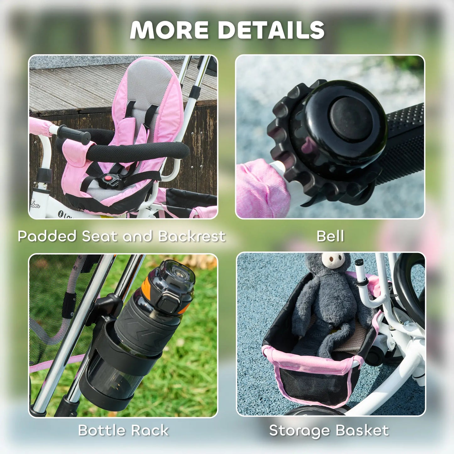 6 In 1 Toddler Tricycle Stroller, With Basket And Canopy, Pink Tricycles for Kids at Gallery Canada